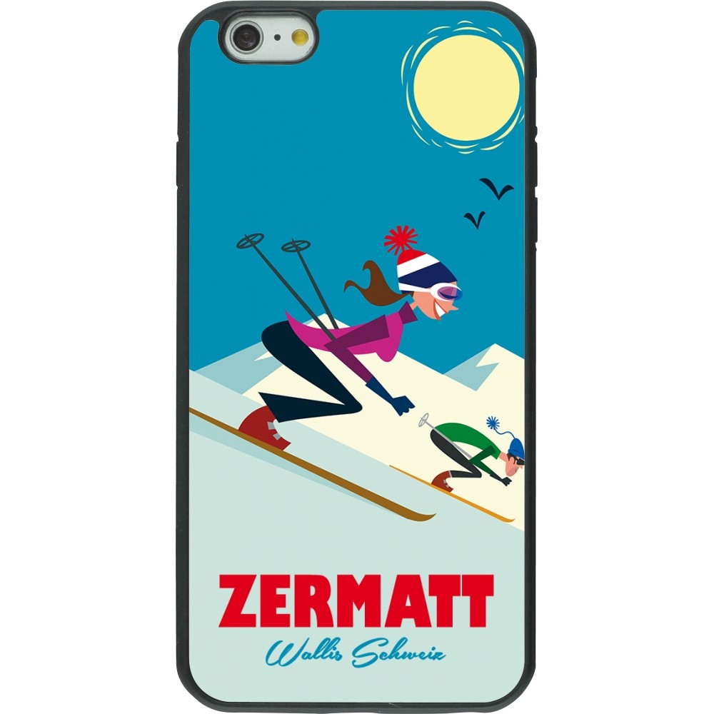 iPhone 6 Plus / 6s Plus Case Hülle - Silikon schwarz Zermatt Ski Downhill