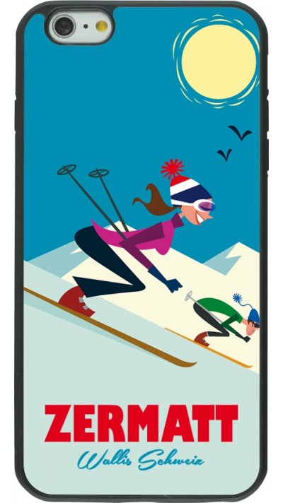 iPhone 6 Plus / 6s Plus Case Hülle - Silikon schwarz Zermatt Ski Downhill