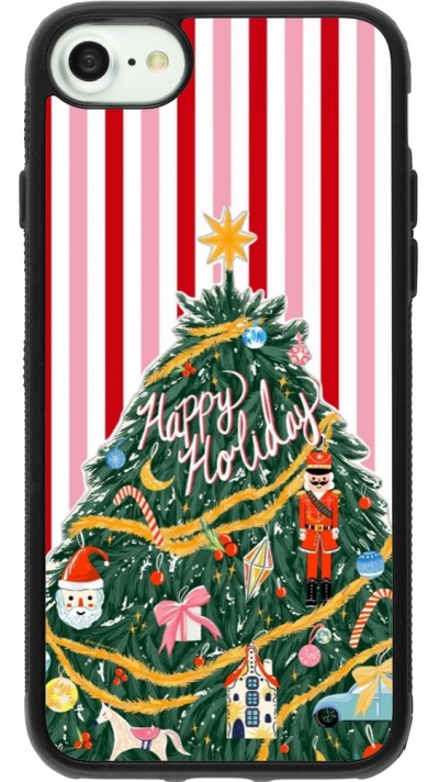 Coque iPhone 7 / 8 / SE (2020, 2022) - Silicone rigide noir Christmas 25 Happy Holiday