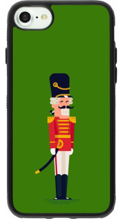 Coque iPhone 7 / 8 / SE (2020, 2022) - Silicone rigide noir Christmas 25 Nutcracker Green