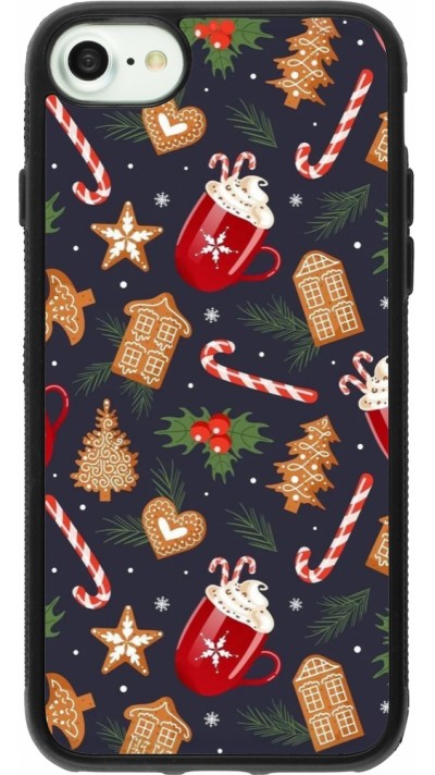 Coque iPhone 7 / 8 / SE (2020, 2022) - Silicone rigide noir Christmas 25 Pattern Gingerbread House