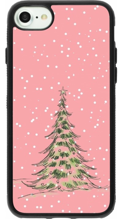 Coque iPhone 7 / 8 / SE (2020, 2022) - Silicone rigide noir Christmas 25 Pink Tree