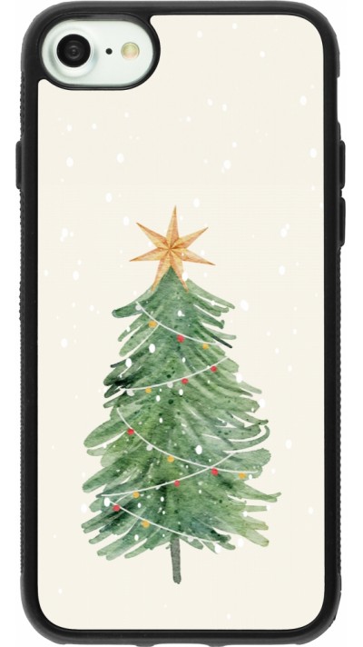 Coque iPhone 7 / 8 / SE (2020, 2022) - Silicone rigide noir Christmas 25 Sketch Tree