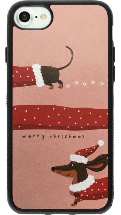 Coque iPhone 7 / 8 / SE (2020, 2022) - Silicone rigide noir Christmas 25 Teckel Merry Xmas