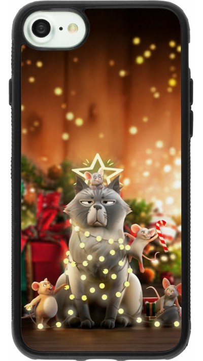 Coque iPhone 7 / 8 / SE (2020, 2022) - Silicone rigide noir Christmas 25 Xmas Cat