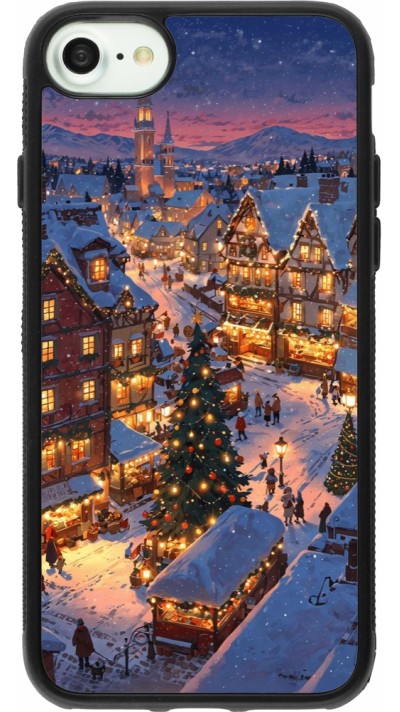 Coque iPhone 7 / 8 / SE (2020, 2022) - Silicone rigide noir Christmas 25 Xmas Village