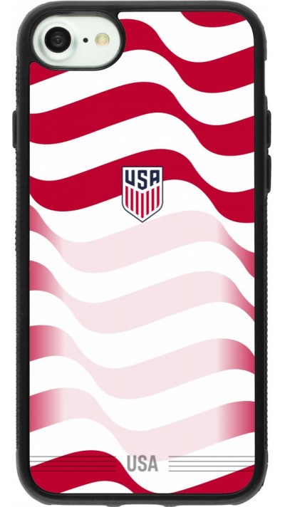 Coque iPhone 7 / 8 / SE (2020, 2022) - Silicone rigide noir Maillot de football États-Unis 2026 personnalisable