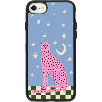 iPhone 7 / 8 / SE (2020, 2022) Case Hülle - Silikon schwarz Pink leopard with stars 2026