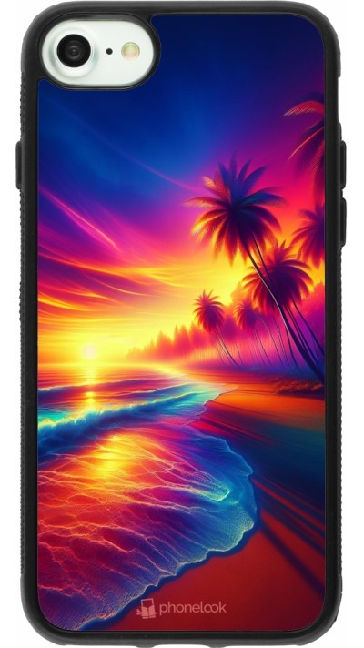 iPhone 7 / 8 / SE (2020, 2022) Case Hülle - Silikon schwarz Strand Sonnenuntergang auffällig