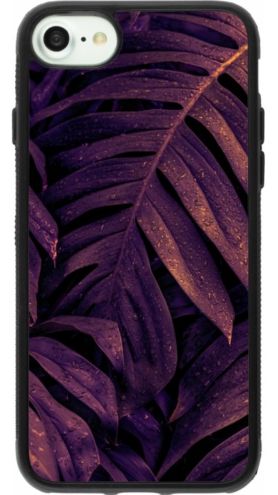iPhone 7 / 8 / SE (2020, 2022) Case Hülle - Silikon schwarz Purple Light Leaves