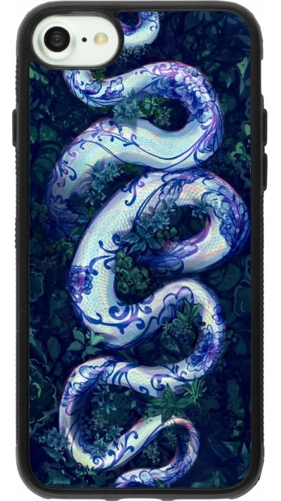 iPhone 7 / 8 / SE (2020, 2022) Case Hülle - Silikon schwarz Snake Blue Anaconda
