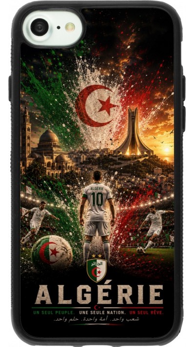 Coque iPhone 7 / 8 / SE (2020, 2022) - Silicone rigide noir Football Algérie splash 2026