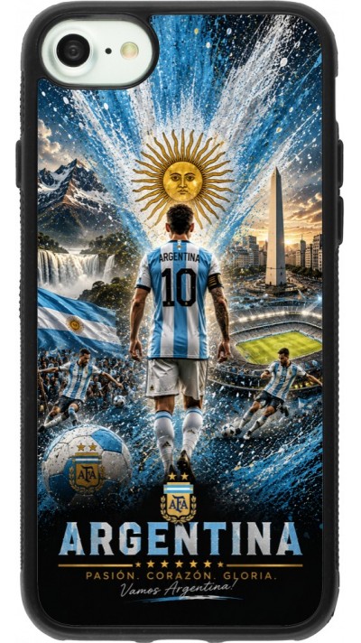 Coque iPhone 7 / 8 / SE (2020, 2022) - Silicone rigide noir Football Argentine splash 2026