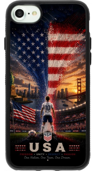 Coque iPhone 7 / 8 / SE (2020, 2022) - Silicone rigide noir Football États-Unis splash 2026