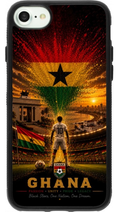 Coque iPhone 7 / 8 / SE (2020, 2022) - Silicone rigide noir Football Ghana splash 2026
