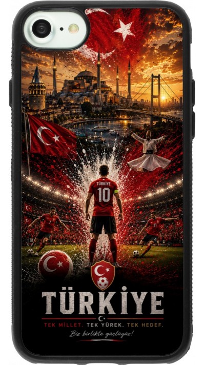 Coque iPhone 7 / 8 / SE (2020, 2022) - Silicone rigide noir Football Turquie splash 2026