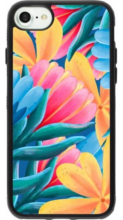 iPhone 7 / 8 / SE (2020, 2022) Case Hülle - Silikon schwarz Spring 23 colorful flowers