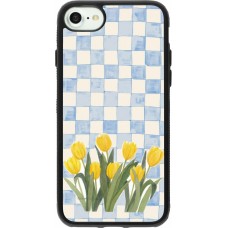 iPhone 7 / 8 / SE (2020, 2022) Case Hülle - Silikon schwarz Blue vichy tulips Spring 2026