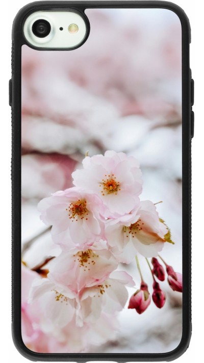 Coque iPhone 7 / 8 / SE (2020, 2022) - Silicone rigide noir Cherry tree Spring 2026