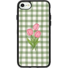 iPhone 7 / 8 / SE (2020, 2022) Case Hülle - Silikon schwarz Green vichy tulips Spring 2026