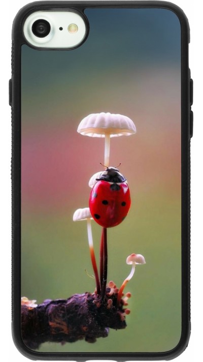 Coque iPhone 7 / 8 / SE (2020, 2022) - Silicone rigide noir Ladybird on a mushroom Spring 2026