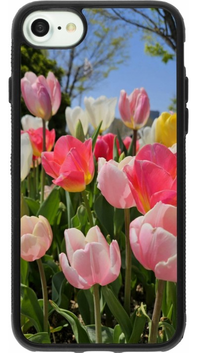 Coque iPhone 7 / 8 / SE (2020, 2022) - Silicone rigide noir Tulips Spring 2026