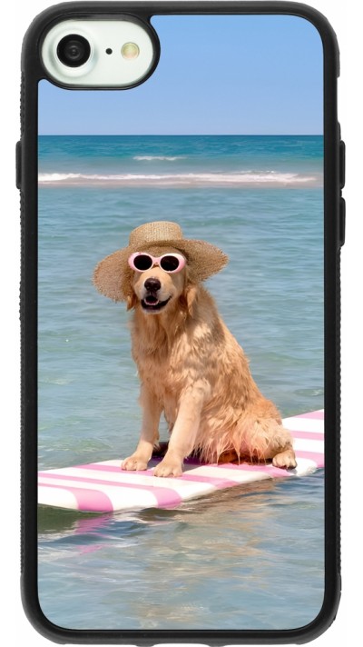 iPhone 7 / 8 / SE (2020, 2022) Case Hülle - Silikon schwarz Summer Dog on Paddle