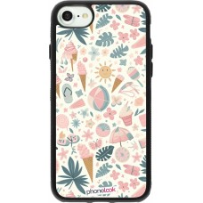 iPhone 7 / 8 / SE (2020, 2022) Case Hülle - Silikon schwarz Sommer Pink Muster