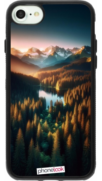iPhone 7 / 8 / SE (2020, 2022) Case Hülle - Silikon schwarz Sonnenuntergang Waldsee