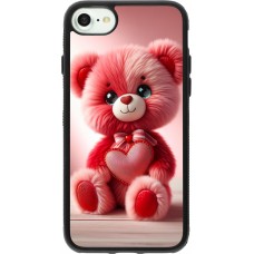 iPhone 7 / 8 / SE (2020, 2022) Case Hülle - Silikon schwarz Valentin 2024 Rosaroter Teddybär