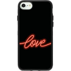 iPhone 7 / 8 / SE (2020, 2022) Case Hülle - Silikon schwarz Valentine 2023 neon love