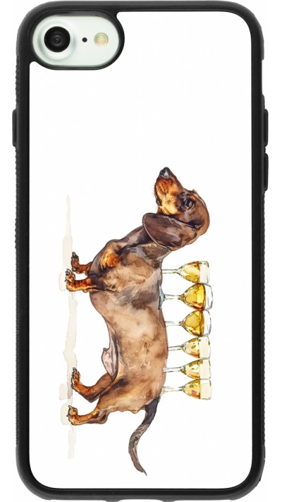 iPhone 7 / 8 / SE (2020, 2022) Case Hülle - Silikon schwarz Wine Teckel