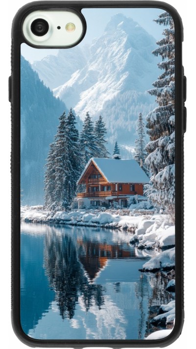 iPhone 7 / 8 / SE (2020, 2022) Case Hülle - Silikon schwarz Winter 25 Winter house forest day