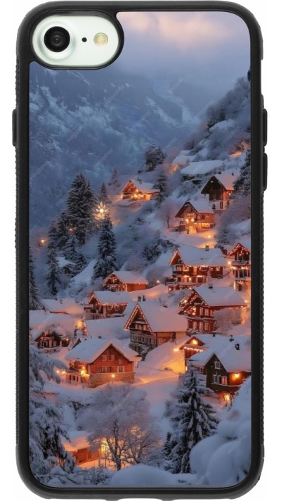 iPhone 7 / 8 / SE (2020, 2022) Case Hülle - Silikon schwarz Winter 25 Winter snowy village