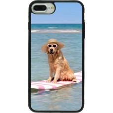 iPhone 7 Plus / 8 Plus Case Hülle - Silikon schwarz Summer Dog on Paddle