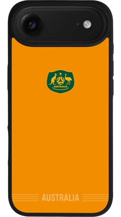 Coque iPhone Air - Silicone rigide noir Maillot de football Australie 2026 personnalisable