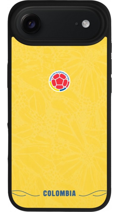 Coque iPhone Air - Silicone rigide noir Maillot de football Colombie 2026 personnalisable