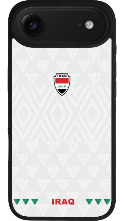 Coque iPhone Air - Silicone rigide noir Maillot de football Irak 2026 personnalisable