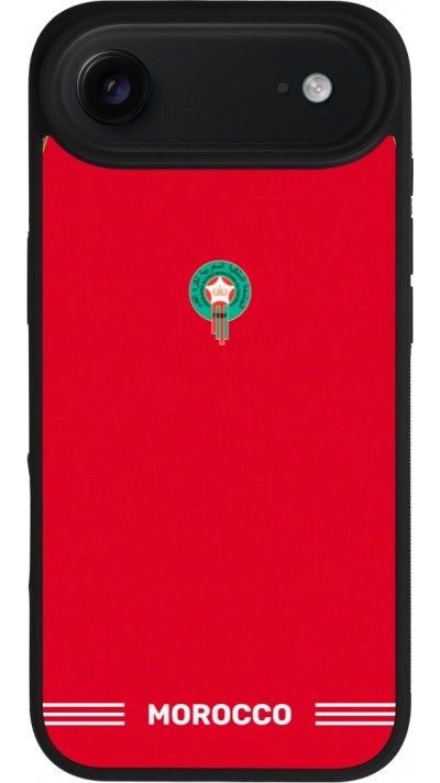 Coque iPhone Air - Silicone rigide noir Maillot de football Maroc 2026 personnalisable