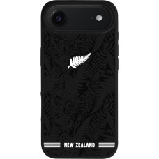Coque iPhone Air - Silicone rigide noir Maillot de football Nouvelle-Zélande 2026 personnalisable