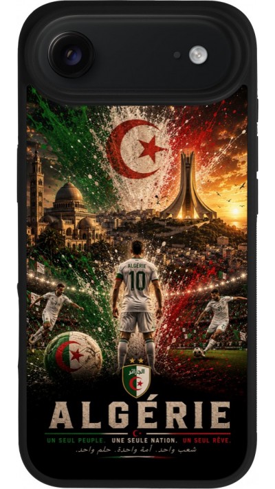 Coque iPhone Air - Silicone rigide noir Football Algérie splash 2026