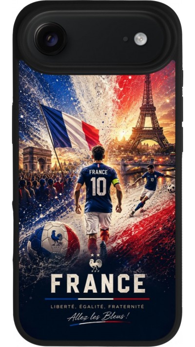 Coque iPhone Air - Silicone rigide noir Football France splash 2026