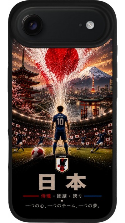 Coque iPhone Air - Silicone rigide noir Football Japon splash 2026