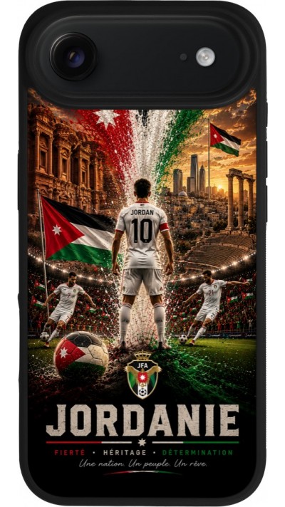 Coque iPhone Air - Silicone rigide noir Football Jordanie splash 2026