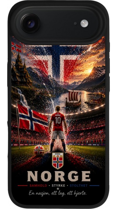 Coque iPhone Air - Silicone rigide noir Football Norvège splash 2026