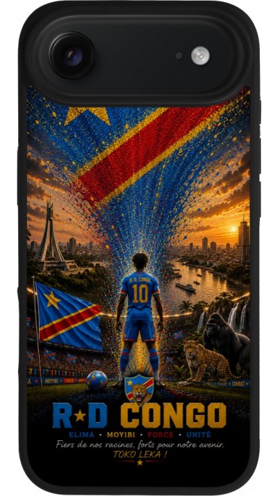 Coque iPhone Air - Silicone rigide noir Football République démocratique du Congo splash 2026