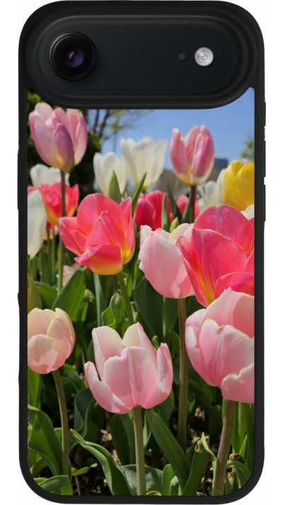 Coque iPhone Air - Silicone rigide noir Tulips Spring 2026