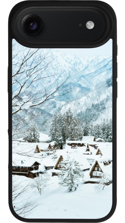 Coque iPhone Air - Silicone rigide noir Winter 25 Winter snowy landscape