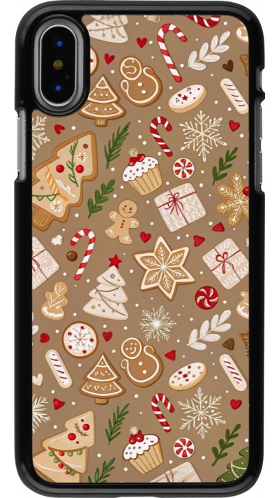 iPhone X / Xs Case Hülle - Christmas 25 Pattern Ginger Cookie