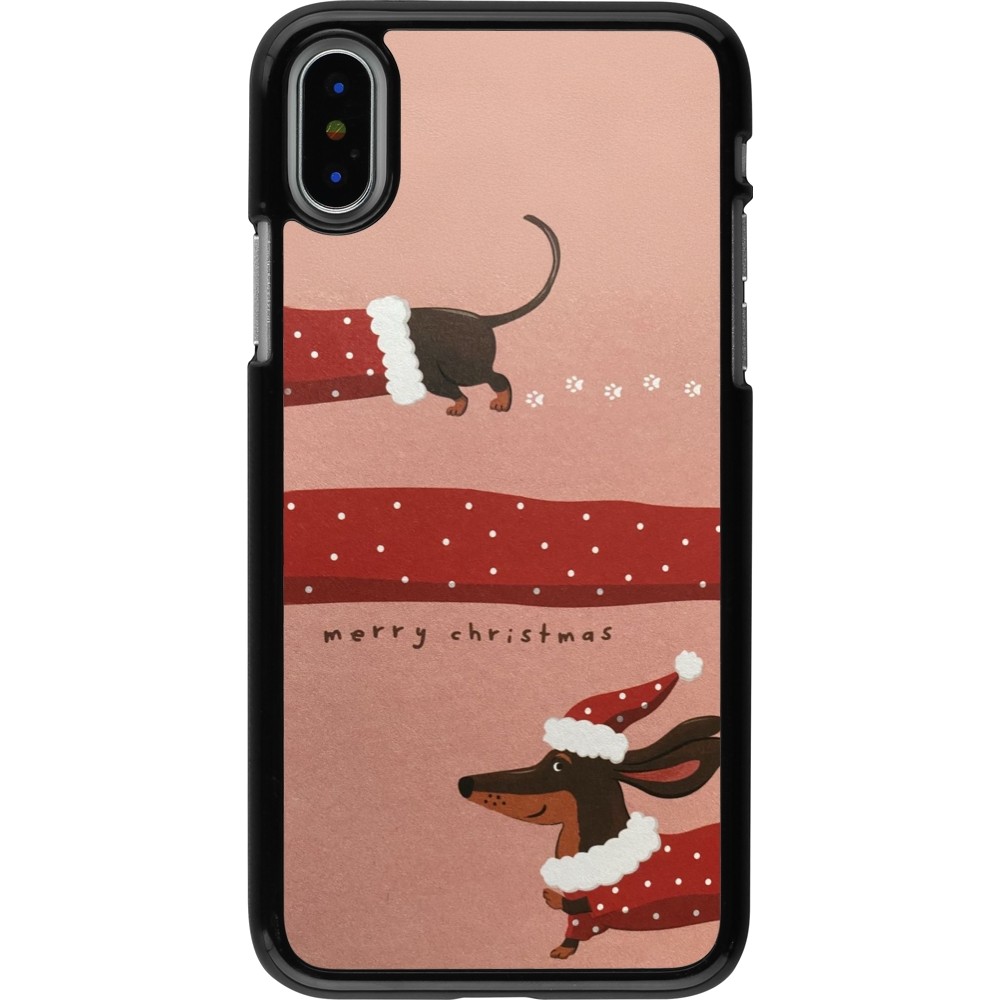 iPhone X / Xs Case Hülle - Christmas 25 Teckel Merry Xmas